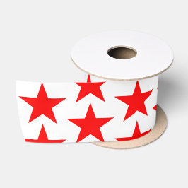 Blue and Red Stars Satin Ribbon Satinband