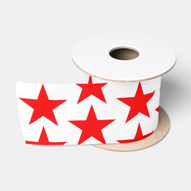 Blue and Red Stars Satin Ribbon Satinband (Spule)