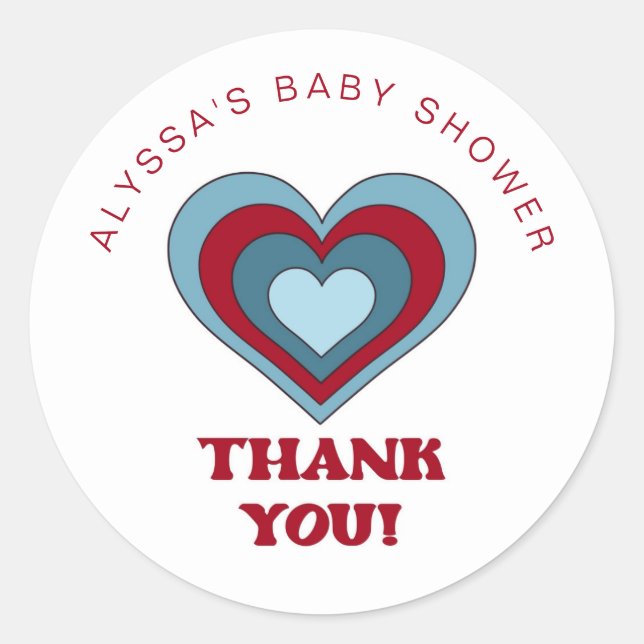 Blue and Red Valentine's Day Baby Shower Stickers (Vorderseite)