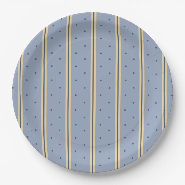 Blue and Sand Stripe Pappteller (Vorderseite)