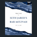 Blue and Silver Agate Border Bar Mitzvah Willkomme Poster<br><div class="desc">Dieses moderne Design besticht durch eine wunderschöne blau-silberfarbene Grenze und Ihren eigenen Text. Fügen Sie den Text mithilfe des Vorlagenformulars hinzu. Die erweiterten Editiermenüs,  auf die Sie durch die Option "Weitere Anpassung" zugreifen können,  ermöglichen Ihnen,  die Schriftart,  Farben und Layout zu ändern.</div>