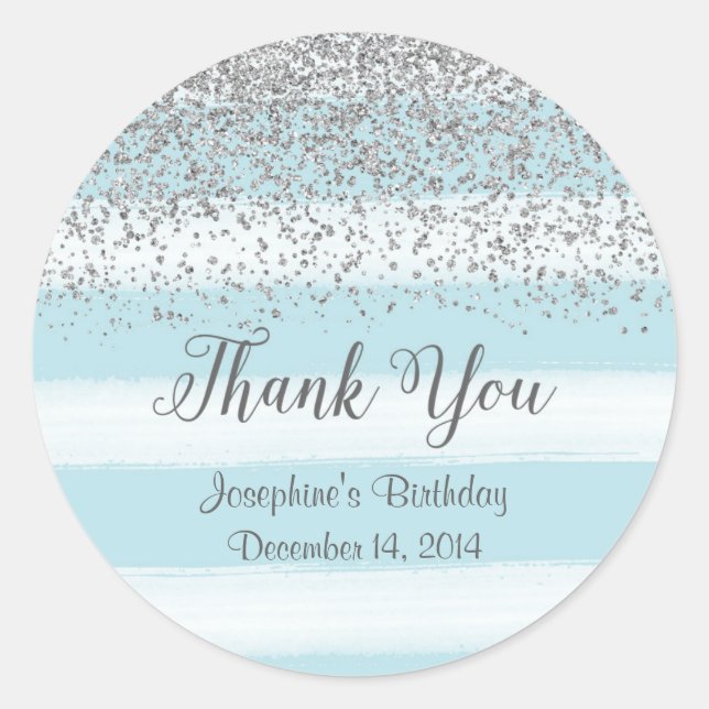 Blue and Silver Birthday Stickers (Vorderseite)
