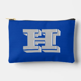Blue and Silver College Block Font Initial Zubehörtasche