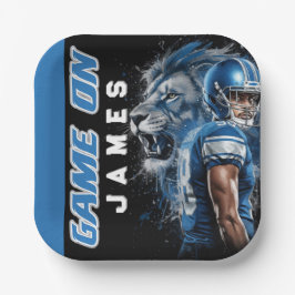 Blue and Silver Football Themed Party Plate Pappteller