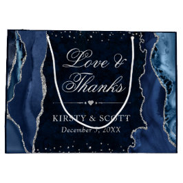 Blue and Silver Glitzer Agate Wedding Große Geschenktüte