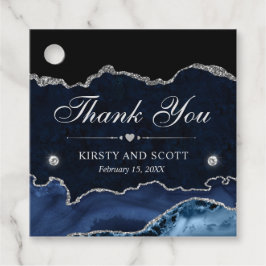 Blue and Silver Glitzer Marmor Wedding Geschenkanhänger
