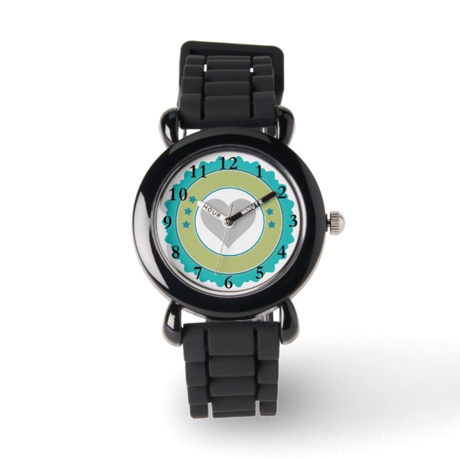 Blue and Silver Glitzer Watch Armbanduhr (Vorderseite)