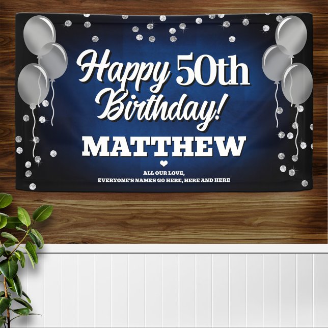Blue and Silver Happy Birthday Banner (Von Creator hochgeladen)