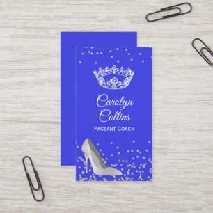 Blue and Silver Pageant Coach Business Card Visitenkarte
