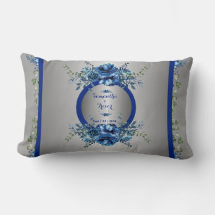 Blue and Silver Petal Symphony Lendenkissen