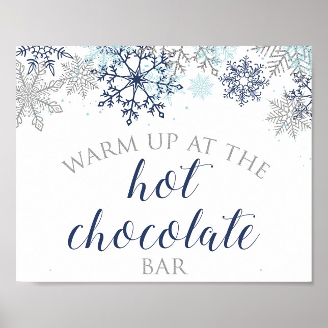 Blue and Silver Snowflake Hot Chocolate Bar Sign Poster (Vorne)