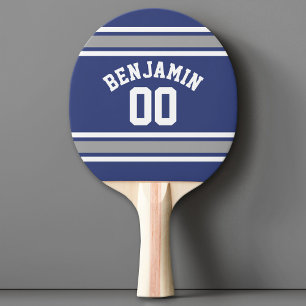 Blue and Silver Sports Jersey Individuelle Name Nu Tischtennis Schläger