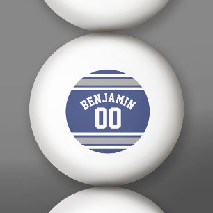 Blue and Silver Sports Jersey Individuelle Name Nu Tischtennisball
