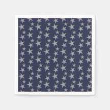 Blue and Silver Stars Paper Napkin