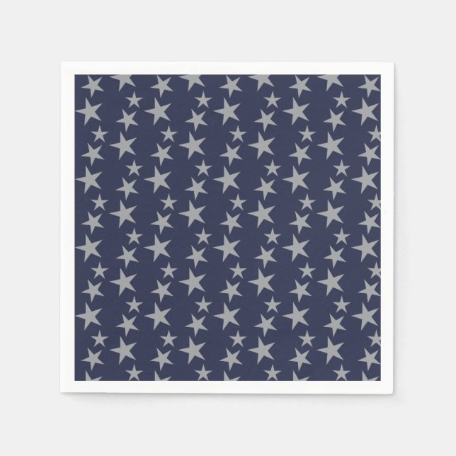 Blue and Silver Stars Paper Napkin Serviette (Vorderseite)