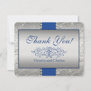 Blue and Silver Swirl Wedding Vielen Dank Dankeskarte