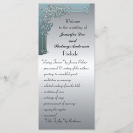 Blue and Silver Wedding Program Rack Card Programm