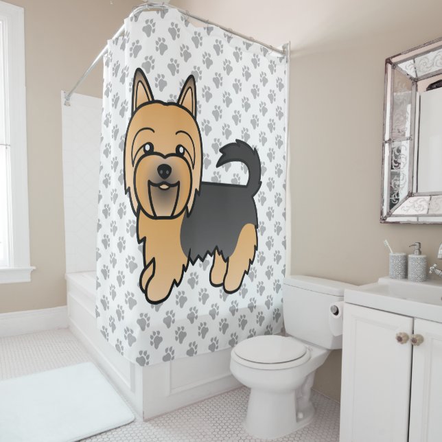 Blue and Tan Australian Terrier Niedlich Cartoon D Duschvorhang (Beispiel)