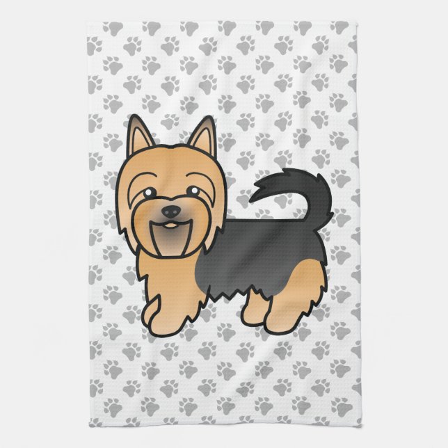 Blue and Tan Australian Terrier Niedlich Cartoon D Geschirrtuch (Vertikal)
