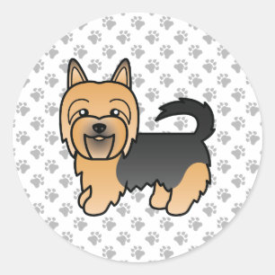 Blue and Tan Australian Terrier Niedlich Cartoon D Runder Aufkleber