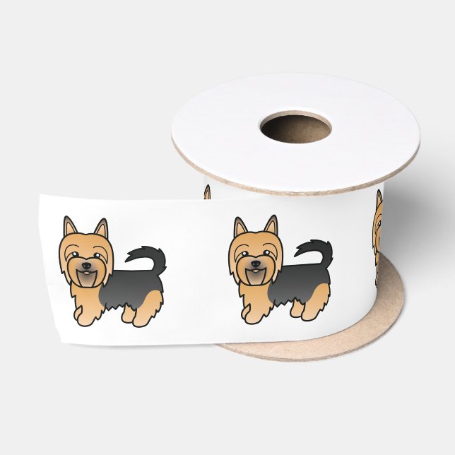 Blue and Tan Australian Terrier Niedlich Cartoon D Satinband (Spule)