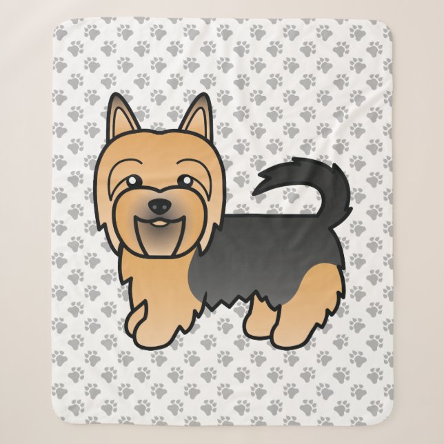 Blue and Tan Australian Terrier Niedlich Cartoon D Sherpadecke (Vorderseite)