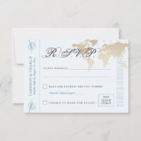 Blue and Tan UAWG World Map Boarding Pass Card