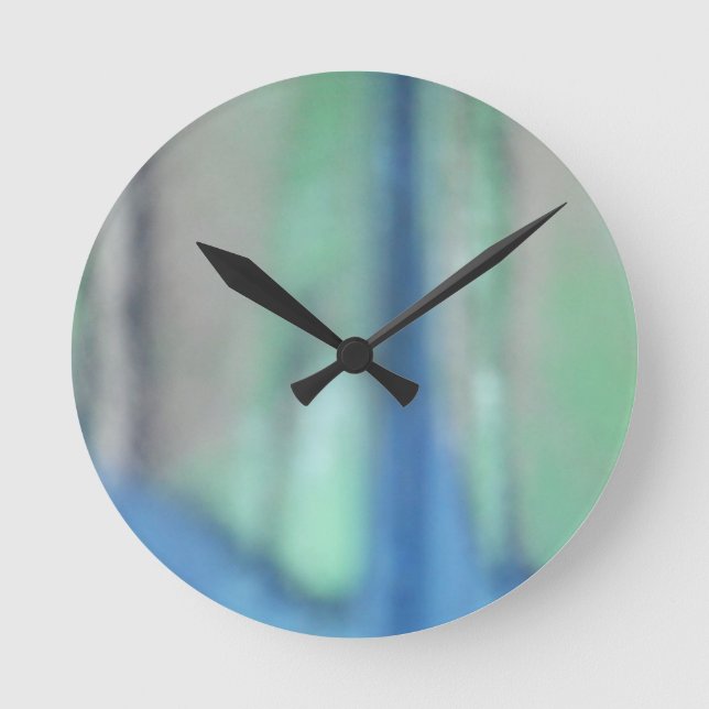 Blue and teal green sea glass runde wanduhr (Vorderseite)