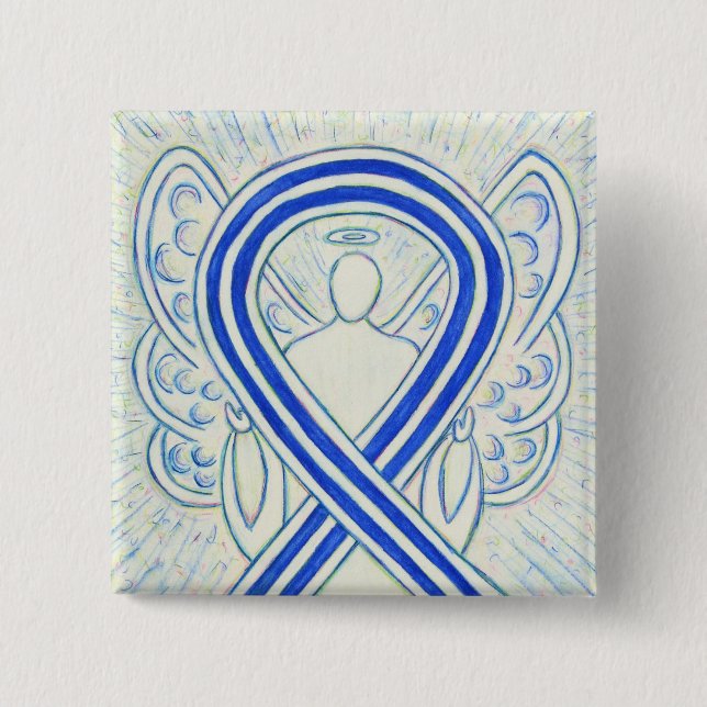 Blue and White ALS Ribbon Awareness Angel Button (Vorderseite)