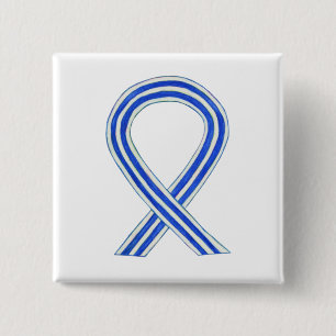 Blue and White ALS Ribbon Awareness Custom Button