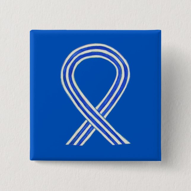 Blue and White ALS Ribbon Awareness Custom Button (Vorderseite)