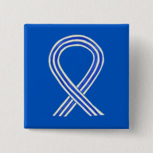 Blue and White ALS Ribbon Awareness Custom Button