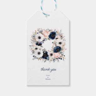 Blue and White Anemones Floral Wedding Vielen Dank Geschenkanhänger