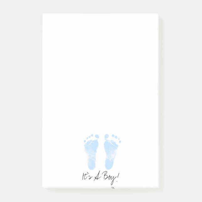 Blue and White Baby Footprints Post-it Klebezettel (Vorderseite)