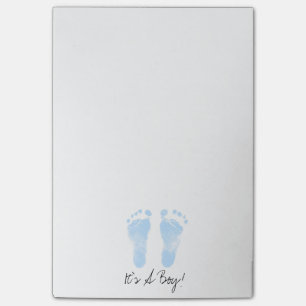 Blue and White Baby Footprints Post-it Klebezettel
