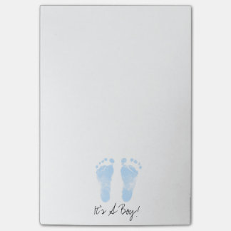 Blue and White Baby Footprints Post-it Klebezettel
