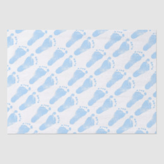 Blue and White Baby Footprints Seidenpapier