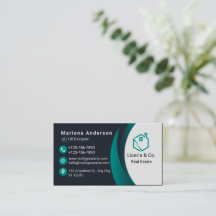 Blue and White/Black Elegante Business Card