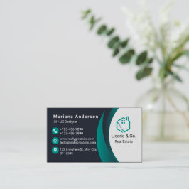 Blue and White/Black Elegante Business Card Visitenkarte