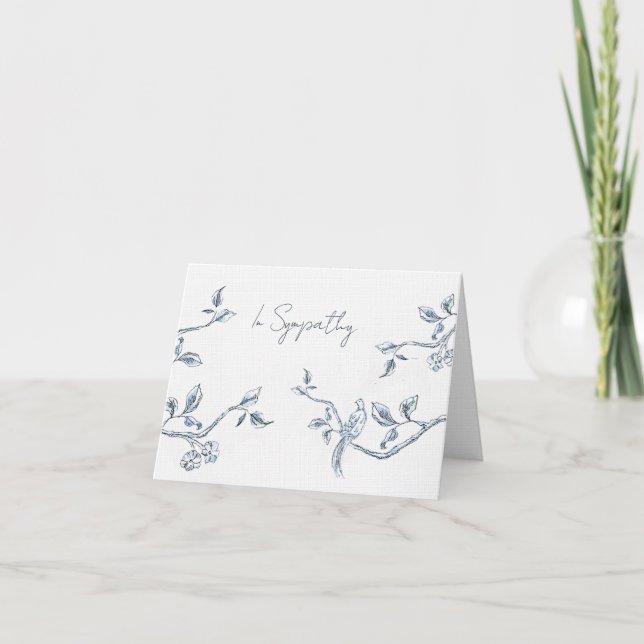 Blue and white Botanical Sympathy Dankeskarte (Vorderseite)