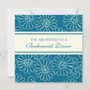 Blue and White Bridesmaiers Dinner Einladungskarte