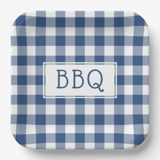 Blue and White Buffalo Karo GRILLEN Party Pappteller
