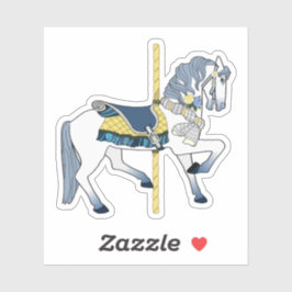 Blue and White Carousel Horse Aufkleber