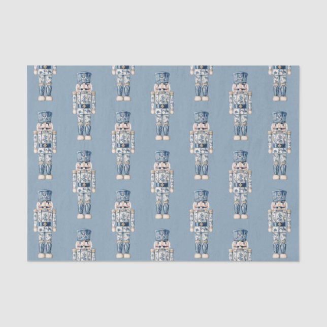 Blue and White Chinoiserie Christmas Nutcracker Seidenpapier (Vorderseite)