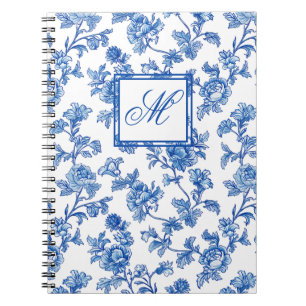 Blue and White Chinoiserie Monogram Notebook Notizblock