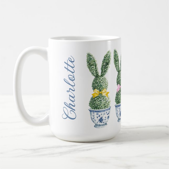 Blue and White Chinoiserie With Rabbit Topiary Kaffeetasse (Links)