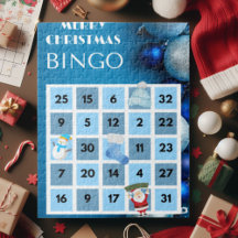 Blue and White Christmas Bingo Jigsaw Puzzle
