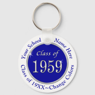 Blue and White Class of 1959 Anpassbarer Schlüssel Schlüsselanhänger