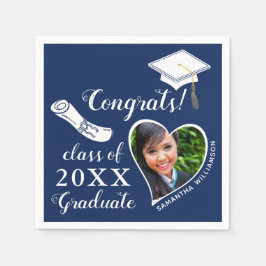 Blue and White Class of 2025 Graduate Abschluss Serviette