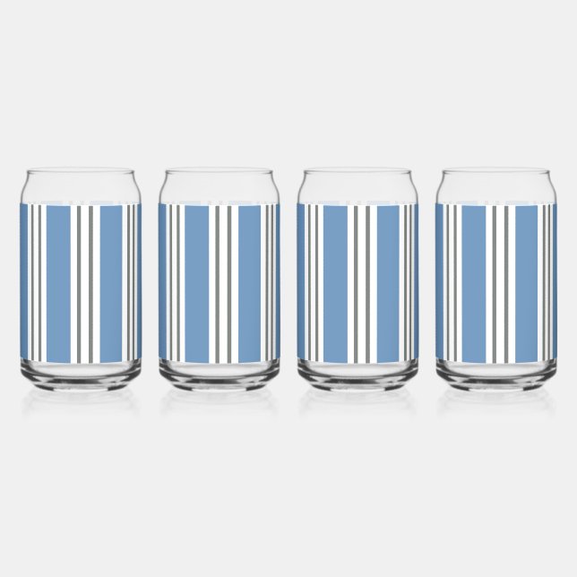 Blue and White Coastal Stripes Dosenglas (Vorderseite)